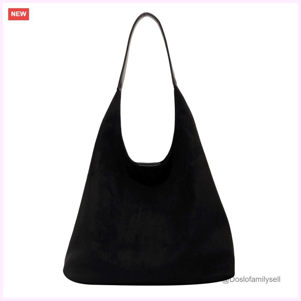 Vintage Suede Hobo Tote Large Capacity Slouchy Shoulder Bag Classic Retro